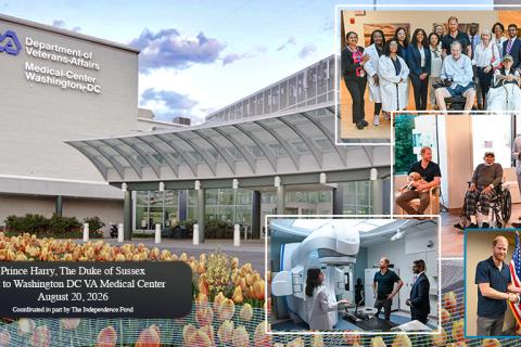 Collage showing hospital, staff, patients, and medical equipment.